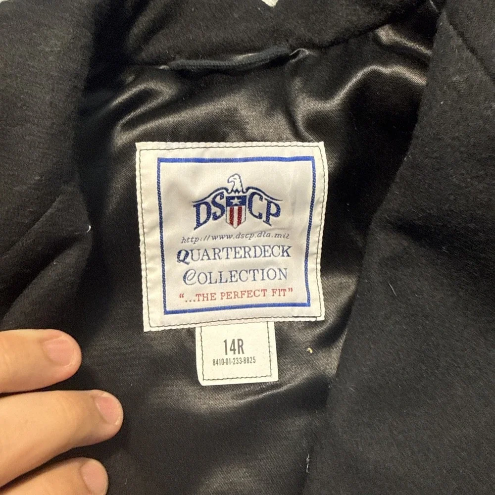 Womens DSCP Quarterdeck Coll US Navy Black Wool 6‎ Anchor Button Pea Coat 14R
